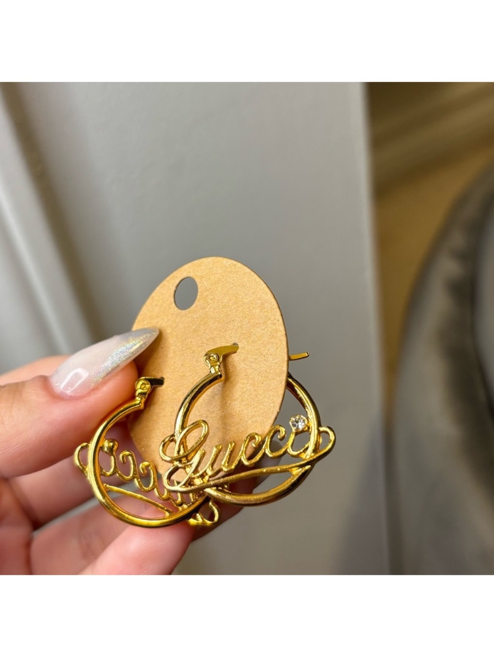 Gucci Small Script Hoop Earrings - Picture 7 of 8